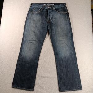 Guess Jeans Men 36x32 Blue Denim Baggy Wide Leg Straight Button Fly Grunge